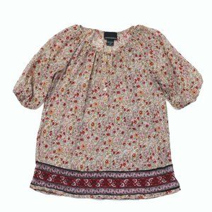 Anthropologie Indian Cotton Floral Peasant Blouse